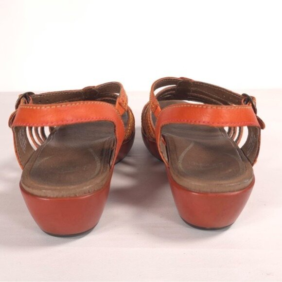 Dansko LEATHER Sandals Women Strappy Drea Tangerine Slingback Wedge EU 40 US 9.5 - Picture 10 of 13